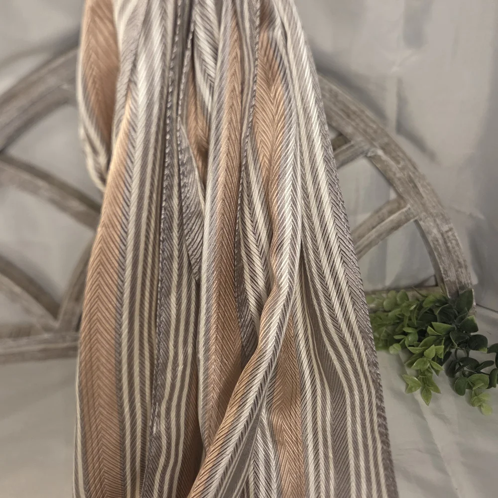 Oscar de la Renta Striped Silk-Feel Scarf – Designer Neutral Chic